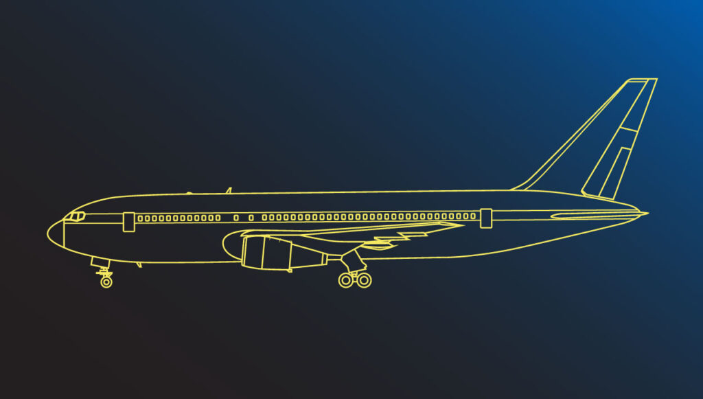 illustration of a plane on a gradient background